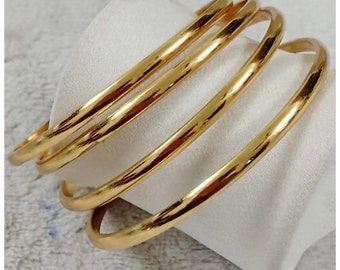 18K Gold Filled Bangle Set Of 4, Thin Gold Filled Bangle Bracelet For Women, Stacking Bangle ,Celebration Bangles, Wedding Gift.