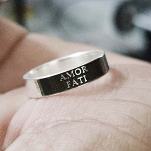 Amor Fati Ring ~ Sterling Silver Ring ~ Love Of Fate Jewelry ~ Womens Ring Gift for Her Personalized Band Ring Engagement Ring Promise Ring