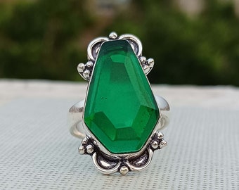 Emerald Gemstone Ring, 925 Sterling Silver Handmade Ring, Worry Ring Popular Ring, Boho Ring, Statement Ring, New Best Ring, Gift for her