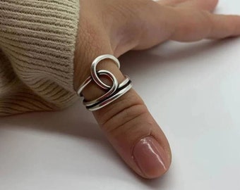 Chunky Big Knot Daumen Ringe für Frau-Geschenk für sie-einzigartige zierliche verstellbare gewebte Ring-Sommer Schmuck-geschenk-925 Sterling Silber