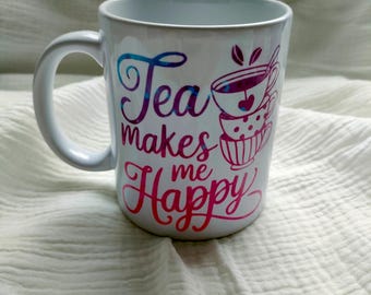 Personalized ceramic mug | Handmade sublimation Cricut | Original coffee or tea cup | Gift for women, colleagues, birthday