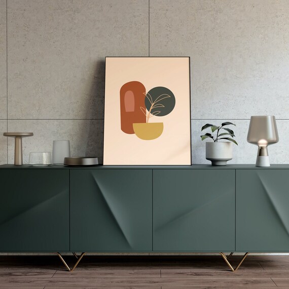 Mid Century Modern Wall Art Print Home Decor Tropical Leaf Etsy