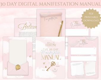 30 Day Digital Manifestation Manual // law of attraction journal, manifesting journal, manifest printable, manifest, gratitude journal