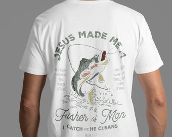 Chemises chrétiennes pour homme T-shirt chrétien, chemise chrétienne pêcheur d'hommes, cadeau pour homme, cadeaux chrétiens chemise verset de la Bible, cadeau fête des pères