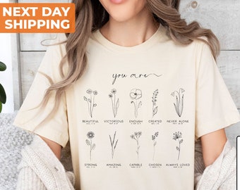 You Are Bible Verse Shirt: Retro Wildflower Christian Tee