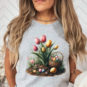 Tulip Bunny Ostern Shirt, Frohe Ostern Shirt, Mädchen niedlichen Ostern Shirt für Frau, Ostersonntag Shirt, Ostern Familie passende Shirt