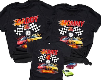 Race Car Birthday Shirt: Custom Family Matching Team Tee 2 3 4 5 6 7 year old Son Bday Party