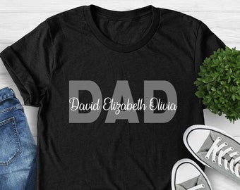 Custom Dad Shirt: Kids Names Personalized Tee