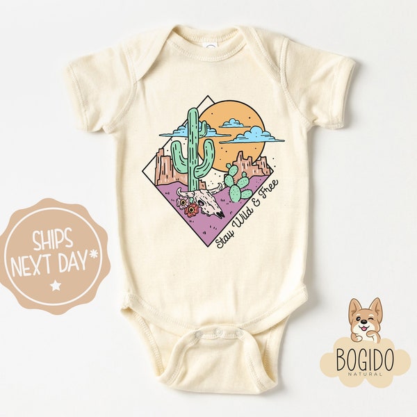 Wild and Free Baby Onesie®, Retro Kids T-Shirt, Adventurer Toddler Tee, Stay Wild and Free Kids Retro Shirt, Natural Toddler Tee