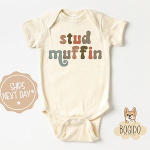 Stud Muffin Baby Bodysuit, Cute Baby Boy Clothes, Baby Romper, Baby Boy Outfit, Baby Boy Clothes, Gift For Baby Boy, Natural Toddler Tee