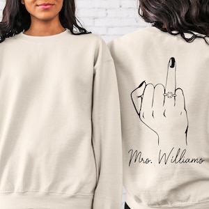 Bride crewneck Sweatshirt, Custom Wedding Engagement Gift, Personalized Bride Gift, Bridal Shower Bachelorette Gift, Mrs. Fiance Wife shirt