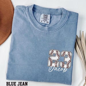 Custom Baseball Pocket Shirt, Baseball Comfort Colors , Personalized Baseball Number Shirt, Baseball Gift, Baseball Fan Tee, Sports Mom tee