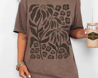 Boho Wildflowers Comfort colors Shirt, Distressed Flowers Tshirt, Matisse Floral Graphic Shirt, Flower Market, Soft Goth Fairy Core