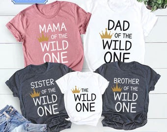 Camisetas de cumpleaños familiares de Wild One, ropa para fiestas temáticas de safari.