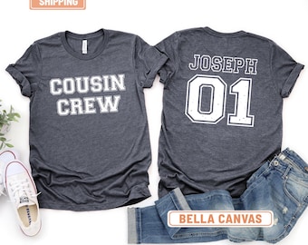 Camiseta personalizada para la reunión familiar de primos: camiseta personalizada con nombre y número.