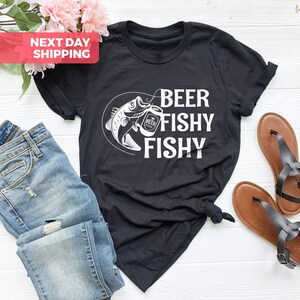 Beer Fishy Fishy, Mens Beer Fishing T Shirt, Humor Angling Shirt, Fisherman Loose Fit Tee, Joke Fishing Gifts, Father Shirt