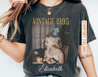 Camiseta personalizada para el 30 cumpleaños: Camiseta vintage de 1996 con foto personalizada.