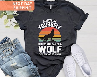 Retro Wolf Sunset Shirt, Unique Wolves Design