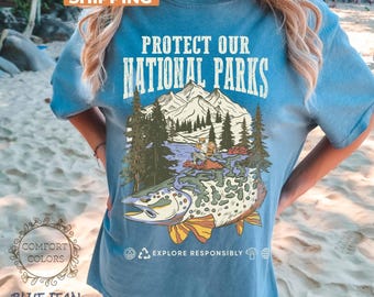 90s National Parks Comfort Colors® Unisex T shirt Granola Girl Shirt Respect the Local Wildlife Tee Hiking Camping Clothes Wanderlust Shirt