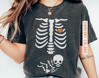 Skeleton Halloween Maternity Shirt, Funny Pregnancy Announcement 2025 TShirt, Spooky Pregnant Costume, New Mommy Tee, Fall Mama to Be Gift
