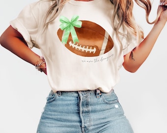 Cute Football Mom Shirt: Custom Mascot Bow Comfort Colors Tee