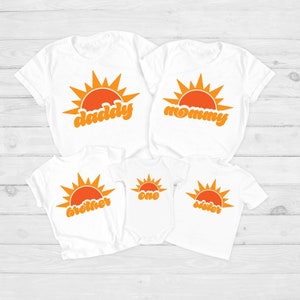 Sunshine First Birthday Party T-shirts, Mommy and Me Shirts, First Trip Around The Sun, Matching Family Tees, Matching Family Shirts