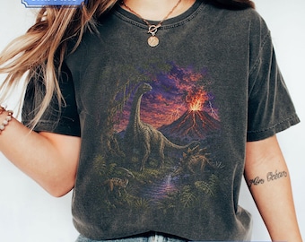 Camiseta vintage de dinosaurios jurásicos de los 90, camiseta retro de T-Rex y Triceratops, camiseta gráfica prehistórica de los 90, camiseta de dinosaurio, regalo nostálgico de la naturaleza
