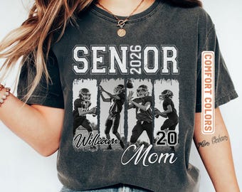 Custom 2026 Senior Football Mom Shirt: Photo & Jersey Number Tee