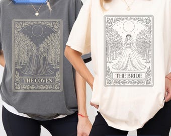 Camiseta personalizada de despedida de soltera con temática de brujas, carta del tarot celestial Bach, camiseta para despedida de soltera de Halloween, camiseta de bruja, camiseta de boda para novia y aquelarre.