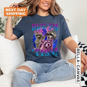Rizz Em With the Tism Retro Shirt, Raccoon Meme Tee, Relaxed Soft ...