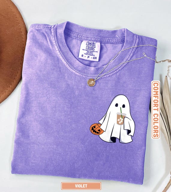 Ghost Coffee Shirt: Cute Boo Iced Coffee Comfort Colors® Tee, Halloween Coffee Lovers