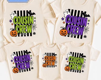 Personalized Halloween Cousin Crew Shirt, Matching Family Boo Crew Shirts, Custom Kids Halloween Tee, Cousins Pumpkin Patch Matching Tshirts