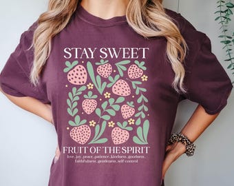 Fruit of the Spirit Strawberry Christian Shirt: Strawberry Scripture Faith Graphic T-Shirt
