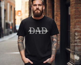 T-shirt papa personnalisé avec prénoms d'enfants : t-shirt personnalisé pour la fête des pères