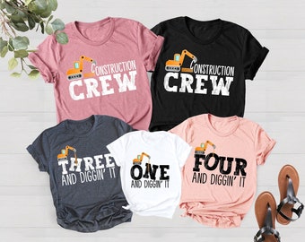 Construction Crew Shirt, Two and Diggin&#39; It, Birthday Boy Shirt, Dump Truck Birthday, Construction Crew Shirt, Excavator Birthday Tee
