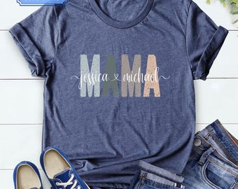 Camiseta personalizada para mamá: Camiseta personalizada para mamá con nombres de niños