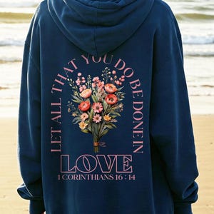 Trendy Christian Sweatshirt Merch, Words on Back Bible Verse Hoodie, Jesus Loves You, Aesthetic Women&#39;s Faith Apparel, Back to School Gift