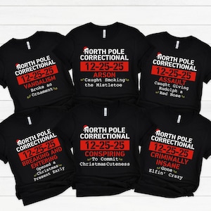 Passende Familien-Weihnachts-Pyjama-Shirts, Nordpol-Korrektur, lustige Gruppe Weihnachtspyjamas, Benutzerdefinierte Weihnachts-T-Shirts, Passende Familien-T-Shirts