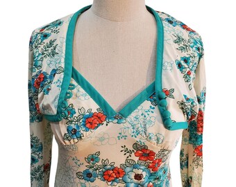 Vintage 70s Floral Maxi Dress With Matching Shrug Size XS