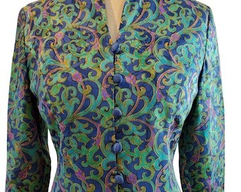 Papell Petites Vintage Silk Top Size 4P