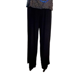 Adrianna Papell Vintage Silk 2000 Champagne Sequin Top & Velvet Pants Talla L Y2K imagen 6