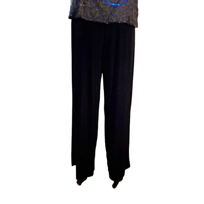 Adrianna Papell Vintage Silk 2000 Champagne Sequin Top & Velvet Pants Talla L Y2K imagen 6