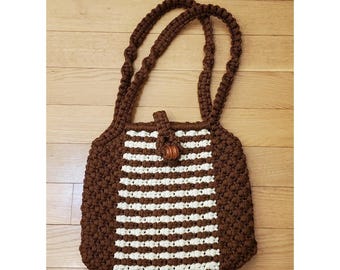 Vintage 70s Boho Crochet Purse Fully Lined