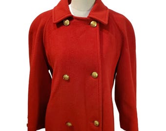 Talbots Vintage Made In USA Red Wool Double Breasted Jacket Size 2P