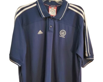 Adidas USA Olympics Team 2004 Vintage Polo Shirt Three Stripe Navy Blue L