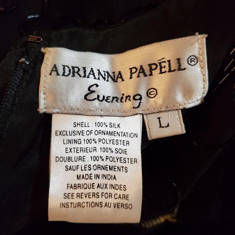 Adrianna Papell Vintage Silk 2000 Champagne Sequin Top & Velvet Pants Talla L Y2K imagen 15