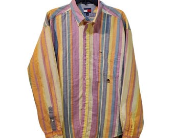 Tommy Hilfiger Vintage Mens 90s Colorful Shirt Size XL