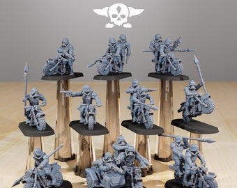 GrimGuard Death Bikers - Set of 10 | Station Forge | Sci-fi | Wargame Proxy Miniatures | Tabletop RPG Mini