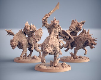 Bonegnasher Gnolls - Hyena Riders - Artisan Guild | D&D | Pathfinder | Miniatures | Tabletop RPG Mini