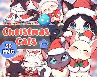 Christmas Cats Set 1 | Christmas Cat Clipart Bundle | Christmas Kitten | Christmas Clipart | Holiday Clipart | Commercial Use